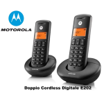 TELEFONO CORDLESS DOPPIO E202 MOTOROLA NERO