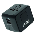 ADATTATORE UNIVERSALE TRAVEL BK US/EU/AUS/UK PLUGS 2*USB PORTS